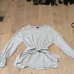 Buckle Gray Women's Top with Tie Waist